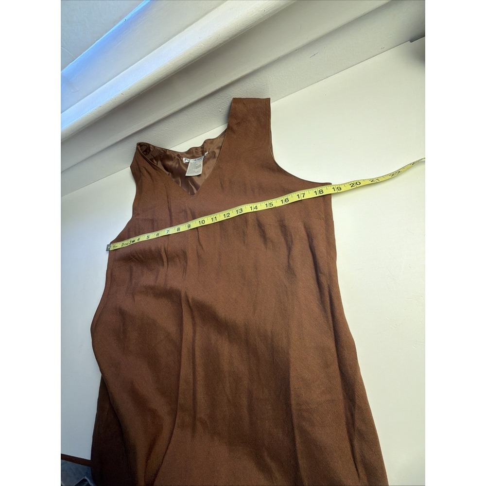 Plaza South Vintage Brown Linen Blend Dress Long 12 RN 52438 Lagenlook Boho - Picture 5 of 5